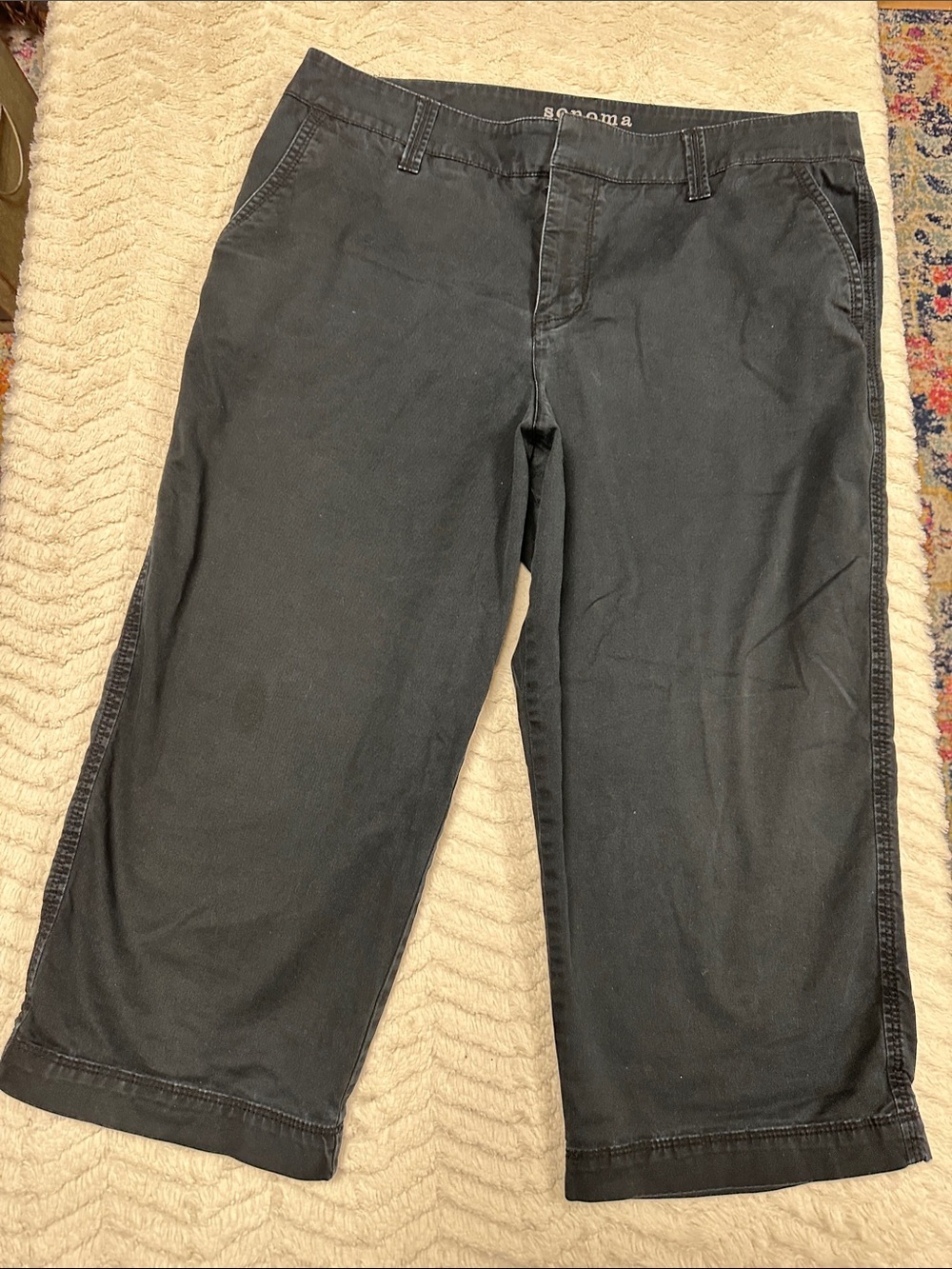 Sonoma Black Cotton Stretch Four Pocket Capris, 14